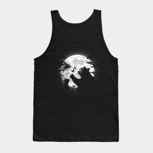 Mother bear playing with butterflies under the moon Tank Top